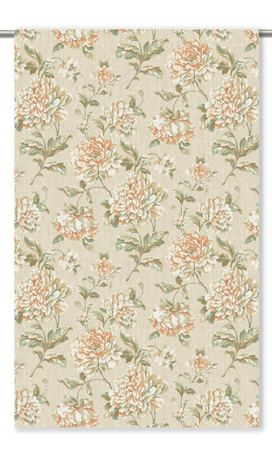 Modern Floral Roman Blinds (Beige/ Pastel Orange/ Olive Green)