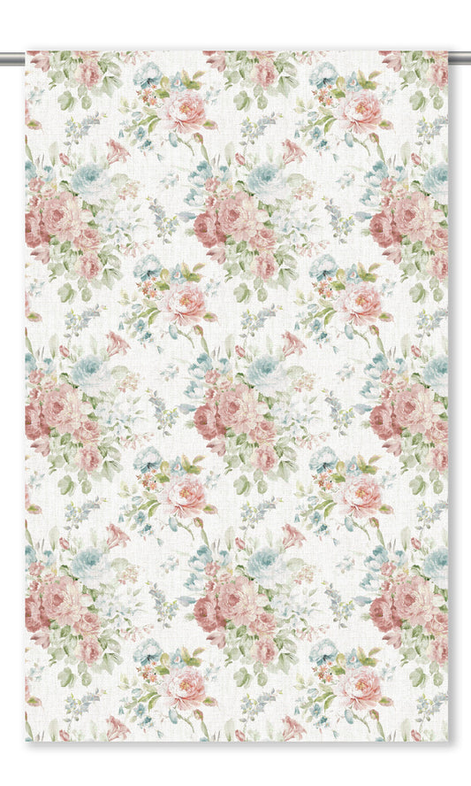 English Floral Curtain Panels (Blush Pink/ Pastel Blue/ Green/ White)