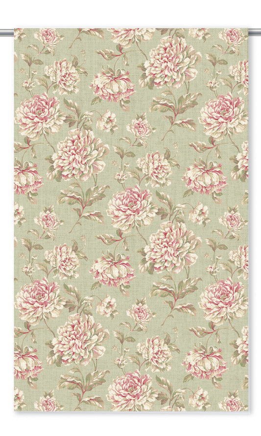 Modern Floral Window Curtains (Sage Green/ Magenta/ Cream)