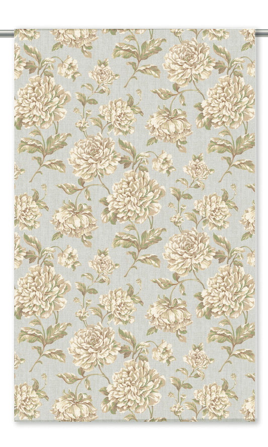 Modern Floral Window Curtains (Misty Gray/ Cream/ Sage Green)
