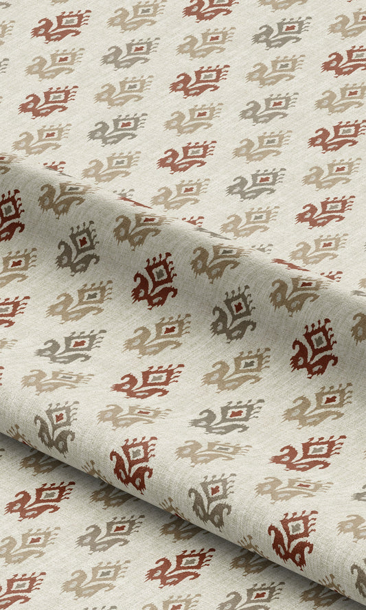 Ikat Paisley Block Print Window Blinds (Cream/ Maroon/ Beige)