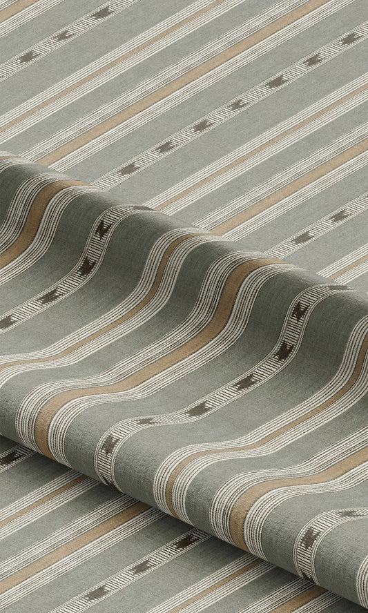 Striped Home Decor Fabric By the Yard (Sage Gray/ Tan)