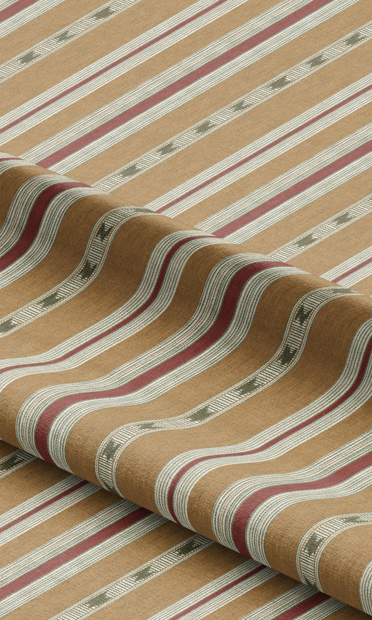 Striped Drapes (Pastel Orange/ Maroon)
