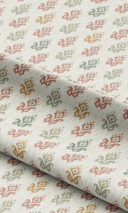 Ikat Paisley Block Print Shades (Cream/ Blush Red/ Ochre/ Sage)