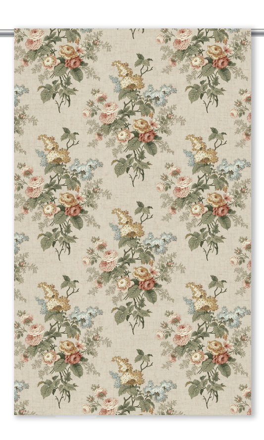 English Floral Roman Shades (Ivory-Beige/ Olive Green)