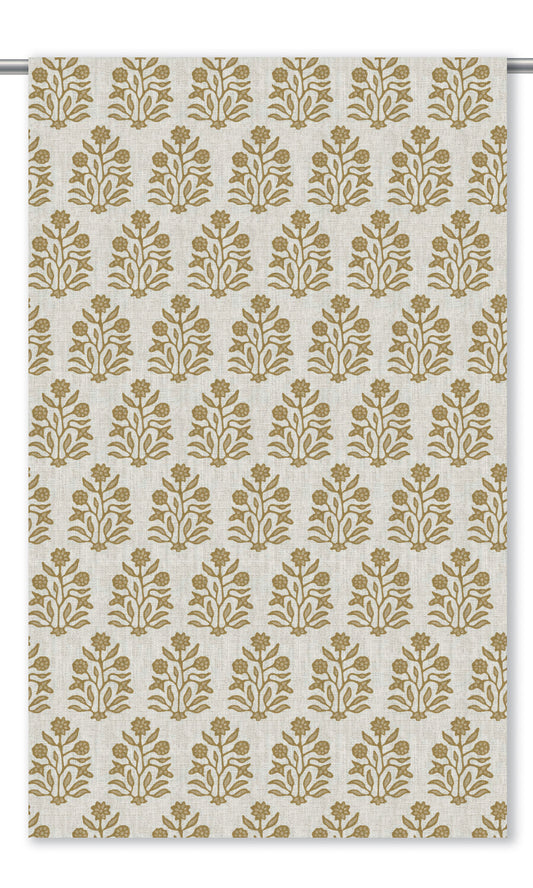 Floral Block Print Roman Shades (Cream/ Dijon Yellow)