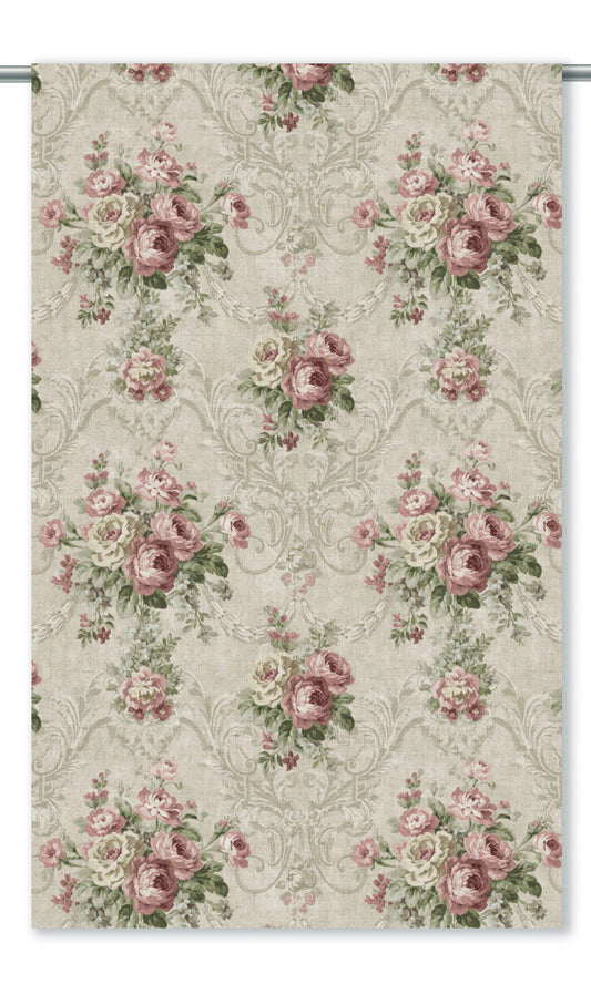 Floral Damask Roman Blinds (Beige/ Blush Pink)