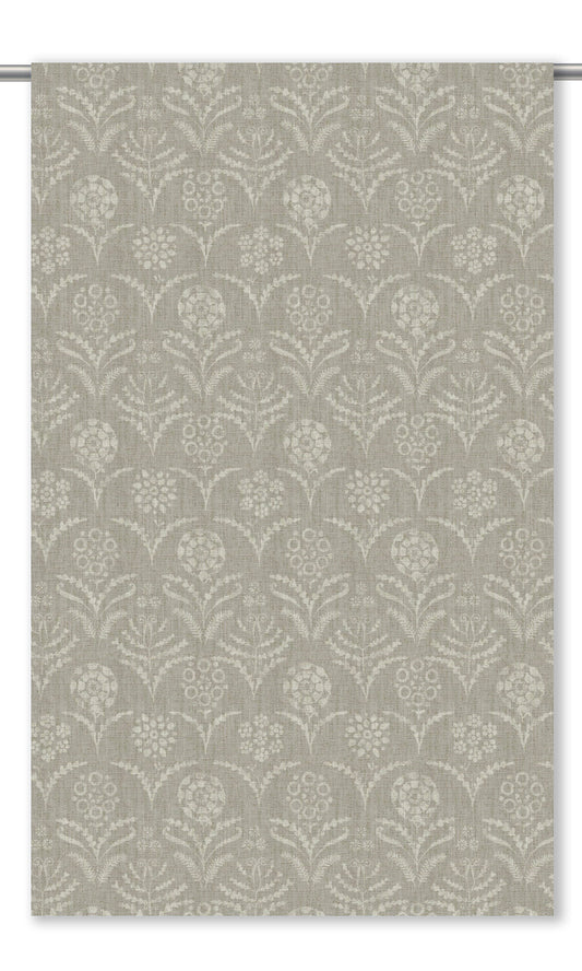 Floral Block Print Roman Shades (Greige/ Cream)
