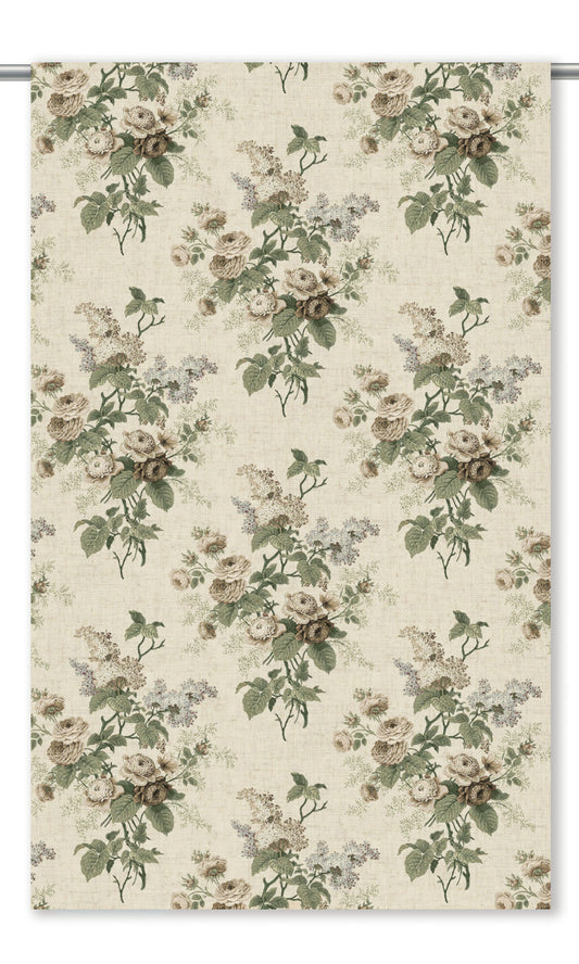 English Floral Roman Shades (Creamy-Beige/ Sepia/ Olive Green)