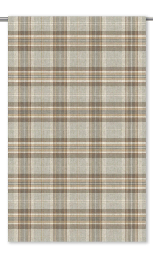 Tartan Plaid Window Curtains (Greige/ Coffee Brown)