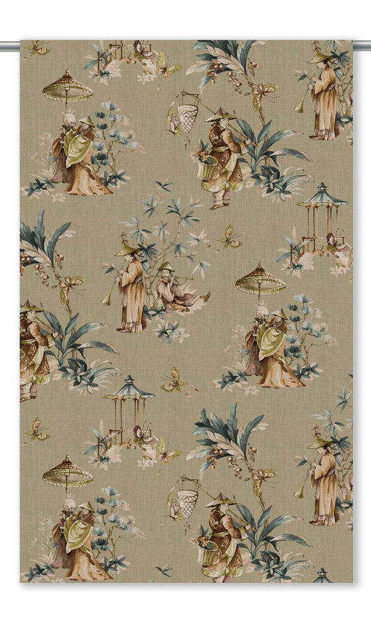 Chinoiserie Floral Roman Shades (Olive Beige/ Brown/ Blue)