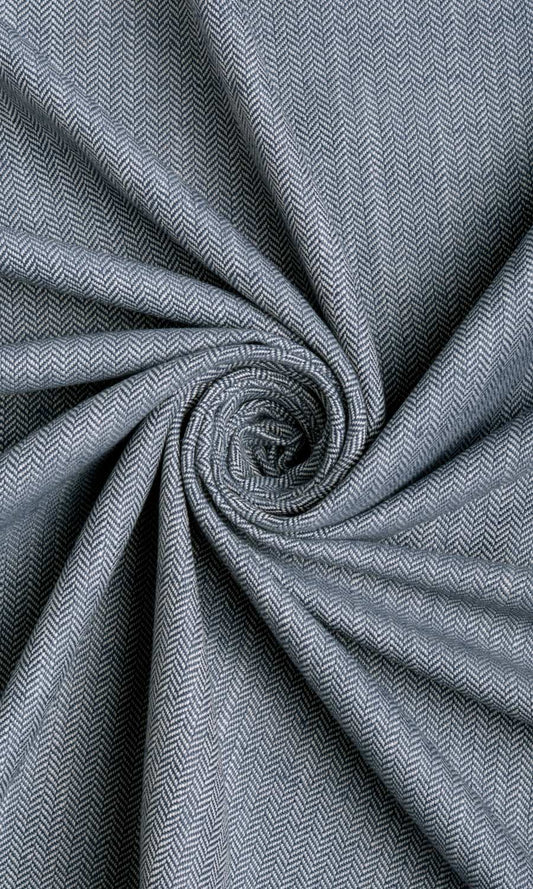 Herringbone Textured Drapes (Denim/ Navy Blue)