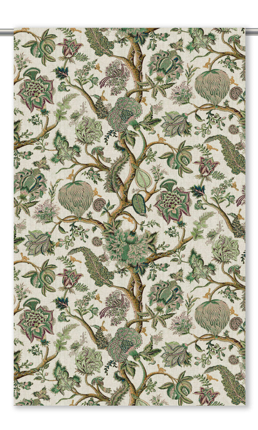 Floral Home Decor Fabric By the Yard (Leaf Green/ Tawny Brown)
