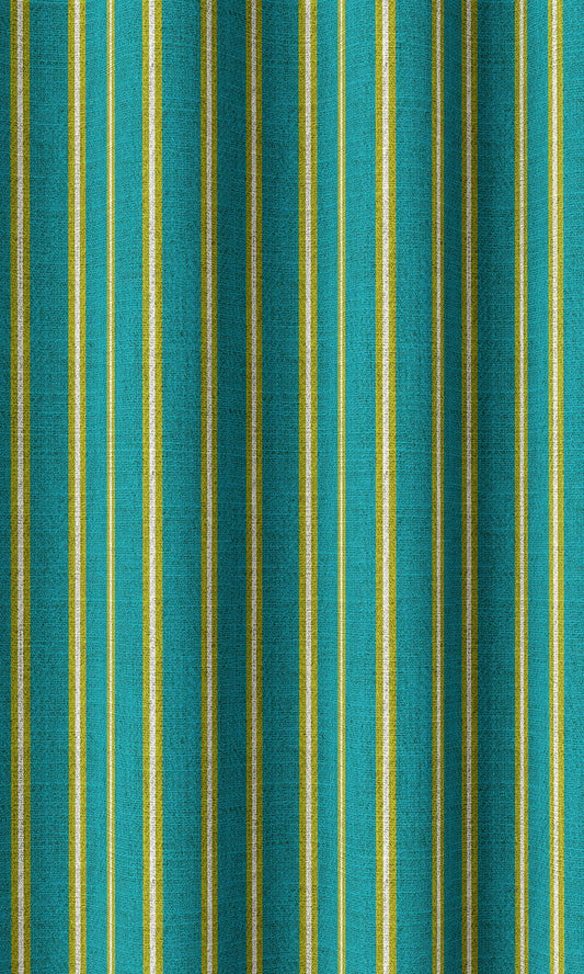 Striped Print Curtains (Blue/ Green)