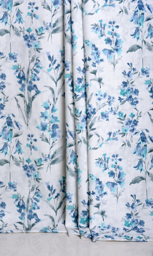 Floral Print Home Décor Fabric By the Yard (Blue/ Grey)