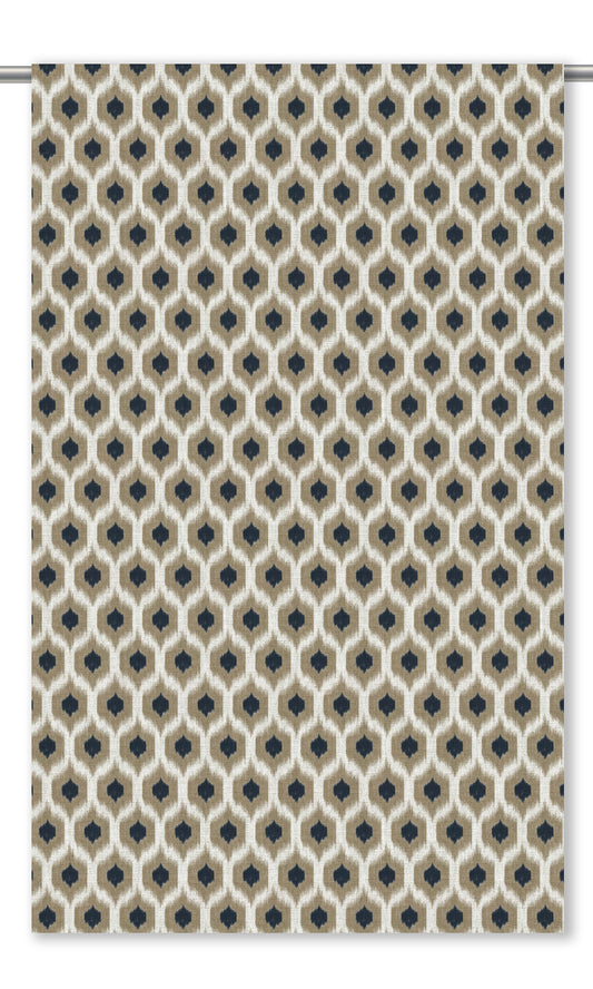 Ikat Honeycomb Patterned Drapes (Beige/ Charcoal Black)