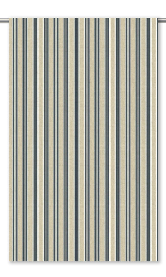 Ticking Stripe Roman Shades (Midnight Blue/ Beige)