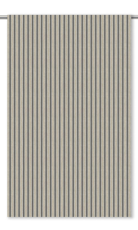Ticking Stripe Home Decor Fabric By the Yard (Charcoal Gray/ Beige)