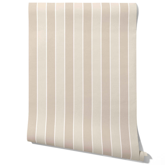 Neutral Geometric Striped Traditional Wallpaper (Beige/ Cream)