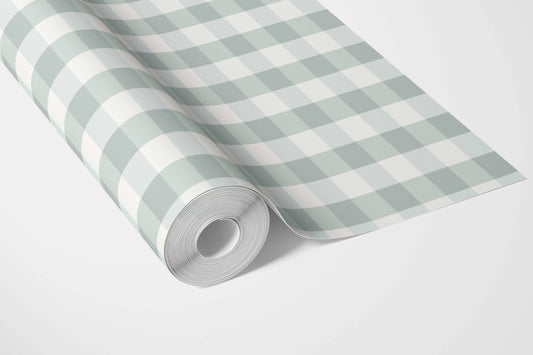 Geometric Gingham Bathroom Wallpaper (Powder Blue)
