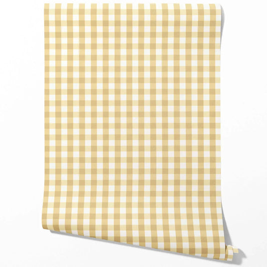 Geometric Gingham Traditional Wallpaper (Yellow)