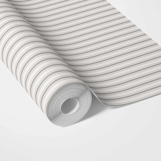 Neutral Geometric Striped Traditional Wallpaper Sample (Light Grey)