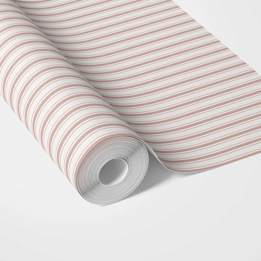 Geometric Striped Traditional Wallpaper (Pastel Pink)