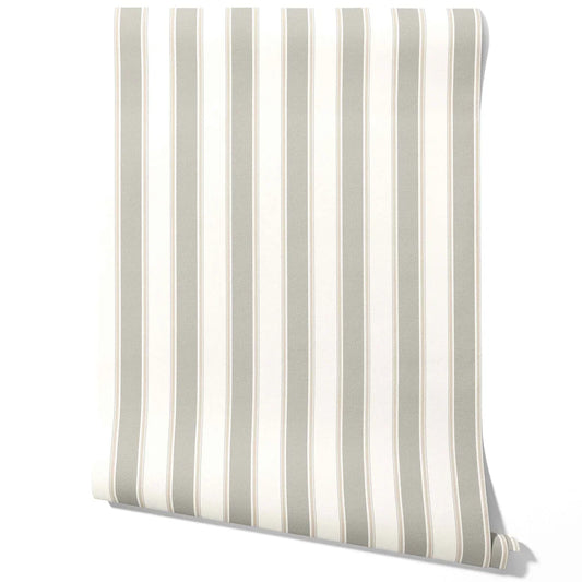 Neutral Geometric Striped Traditional Wallpaper Sample (Grey/ Beige/ Taupe)