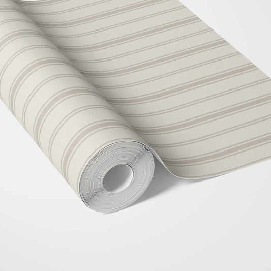 Neutral Geometric Striped Traditional Wallpaper Sample (Cream/ Beige/ Grey)