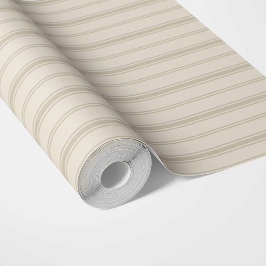 Neutral Geometric Striped Traditional Wallpaper Sample (Beige/ Taupe)