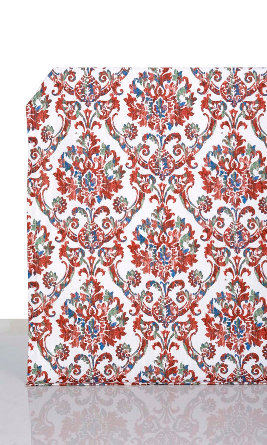 Damask Patterned Curtains (Red/ Blue)