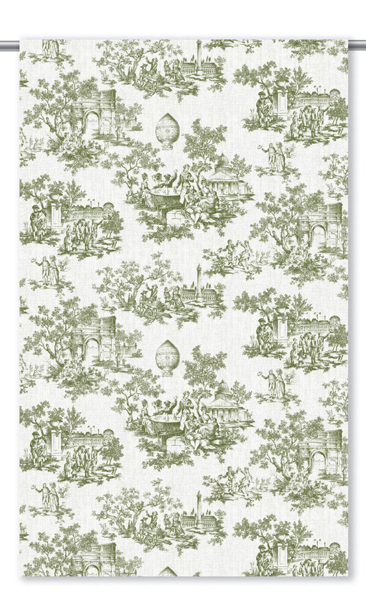 Toile de Jouy Roman Blinds (Fern Green/ White)