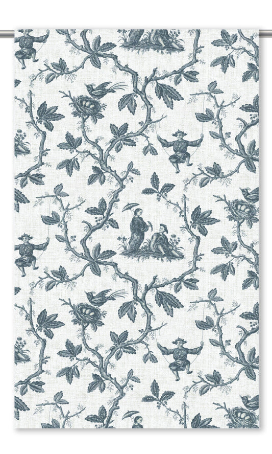 Toile de Jouy Roman Shades (Slate Blue/ White)