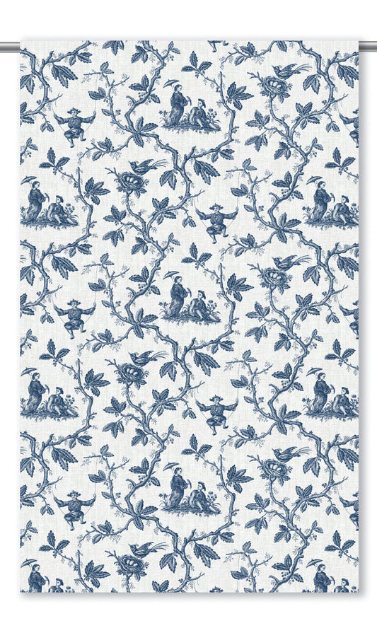 Toile de Jouy Fabric Blinds (Navy Blue/ White)