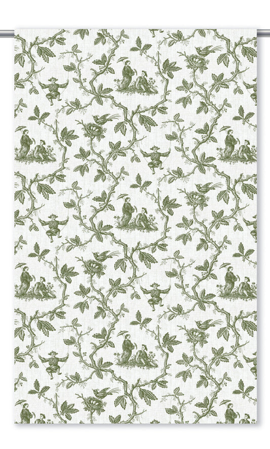 Toile de Jouy Window Shades (Fern Green/ White)