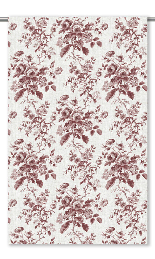 Floral Toile Roman Shades (Maroon Red/ White)