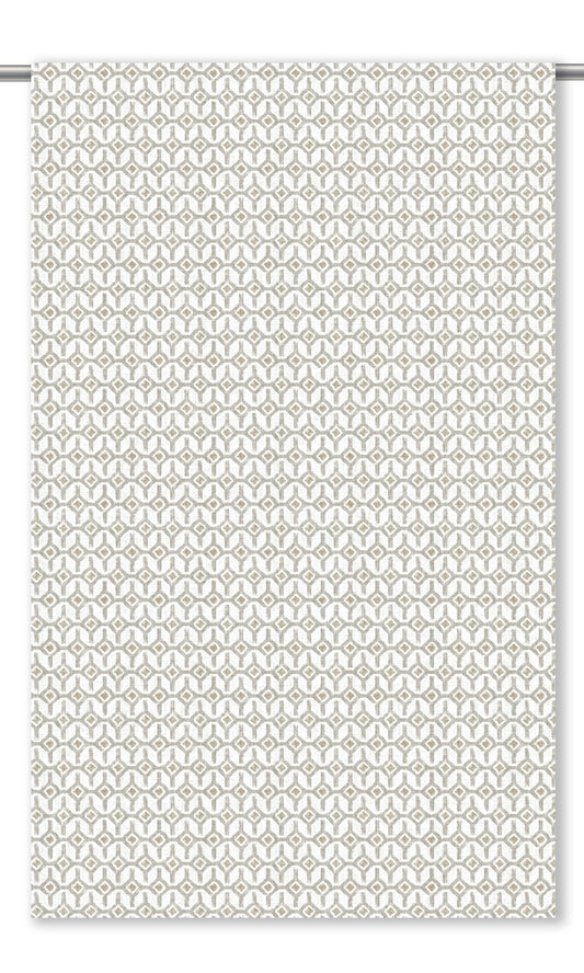 Geometric Trellis Window Curtains (Gray/ White)