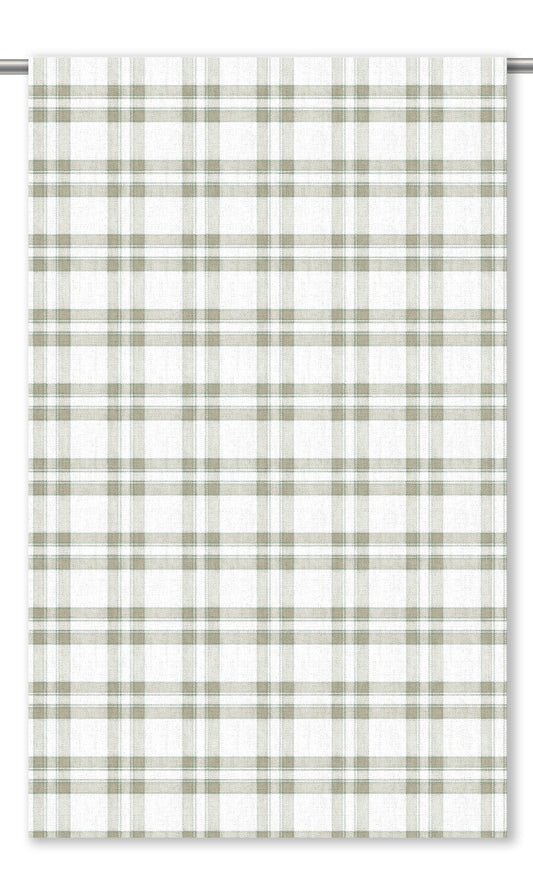 Windowpane Check Home Decor Fabric By the Yard (Olive Brown/ Beige/ White)