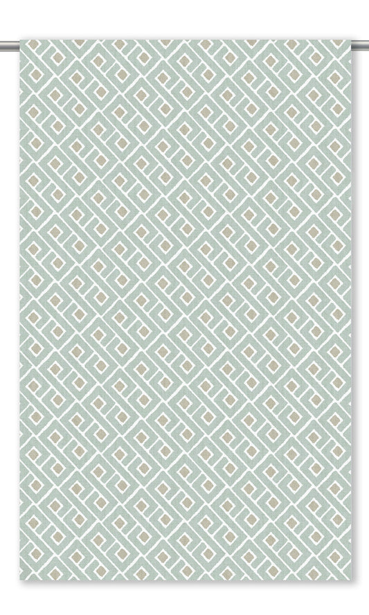 Lattice Check Home Decor Fabric By the Yard (Powder Blue/ Beige)