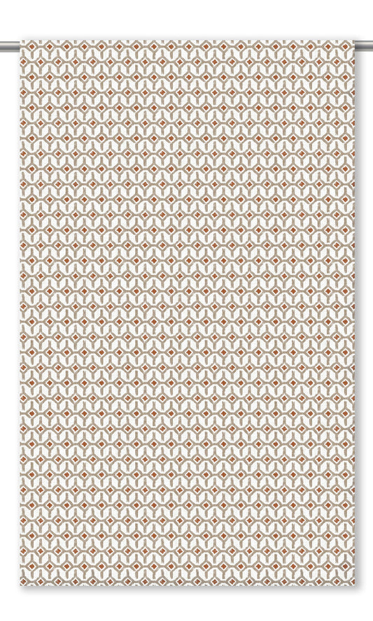 Geometric Trellis Window Shades (Taupe/ Crimson Red)