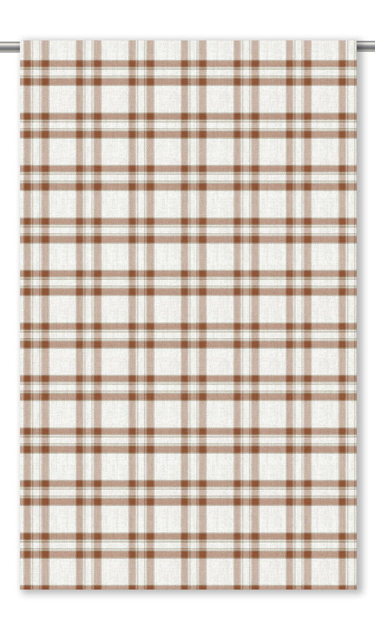 Windowpane Check Home Decor Fabric By the Yard (Brick Red/ White)