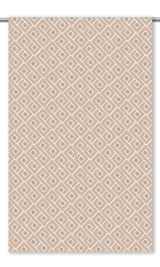 Lattice Check Window Curtains (Dusty Pink/ Sage Green)
