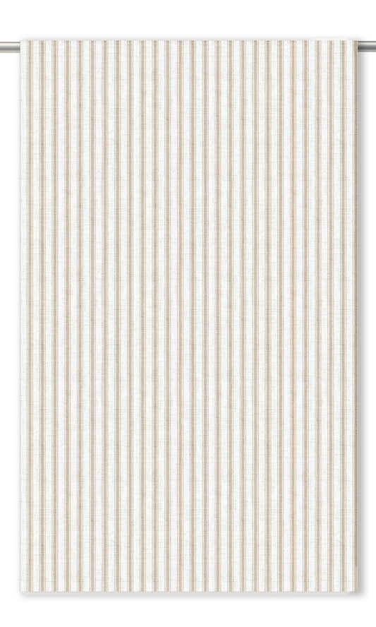 Ticking Stripe Home Decor Fabric By the Yard (Wheat Beige/ White)