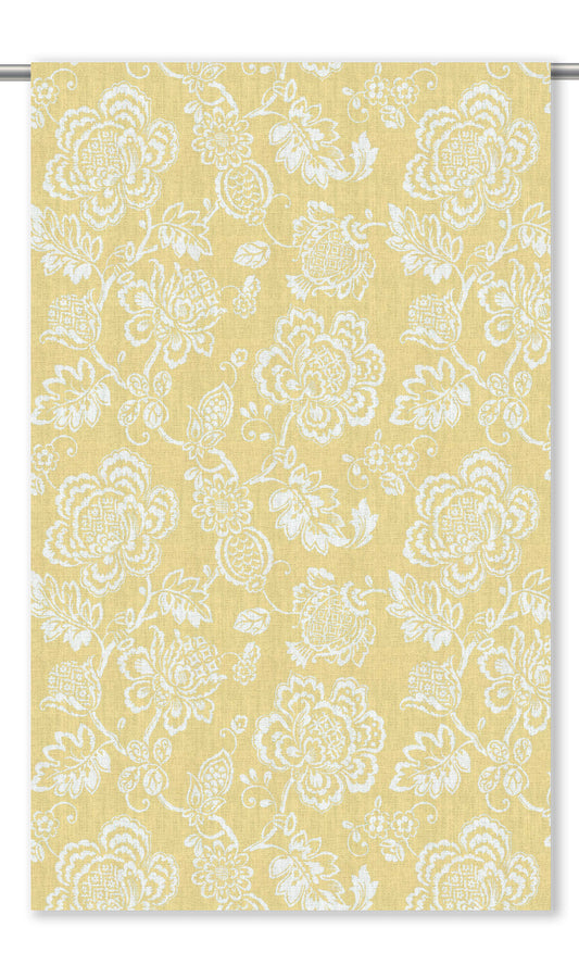 Jacobean Floral Drapery (Corn Yellow/ White)
