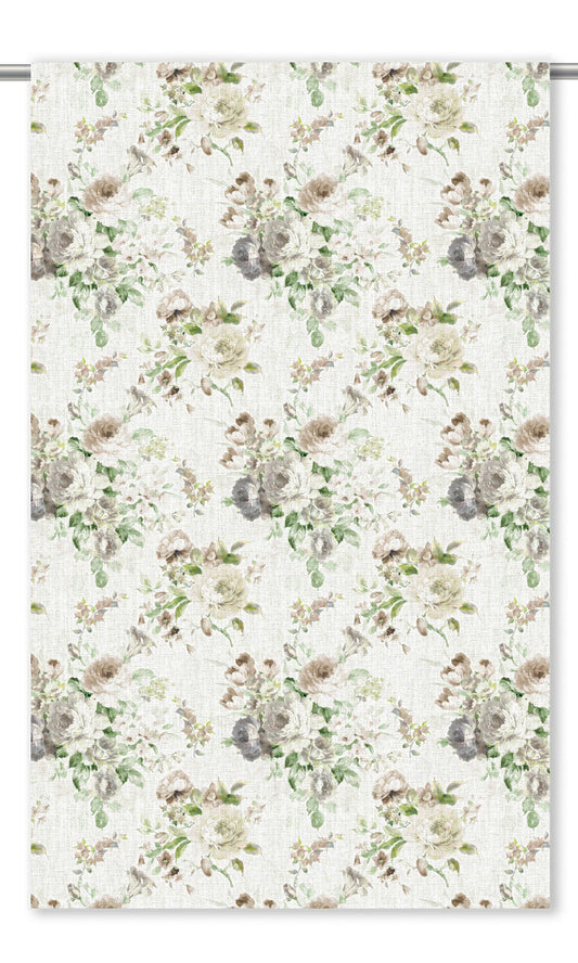 English Floral Drapes (Taupe/ Gray / Leaf Green/ Parchment White)