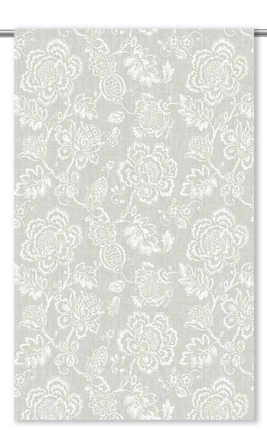 Jacobean Floral Curtain Panels (Gray/ White)