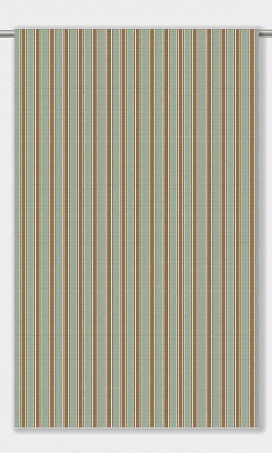 Ticking Stripe Home Decor Fabric By the Yard (Duck Egg Blue/ Cinnamon Brown)