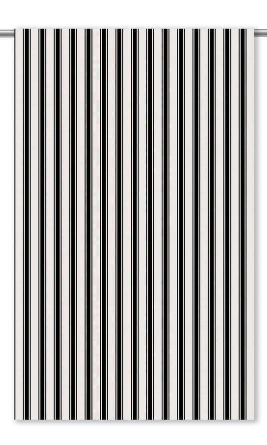 Ticking Striped Velvet Roman Shades (Warm White/ Black)