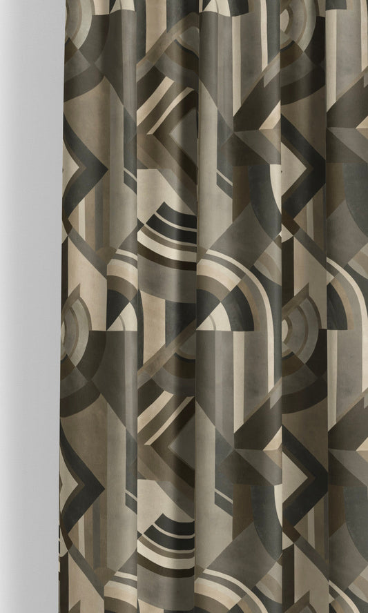 Modern Abstract Velvet Roman Shades (Dark Taupe/ Charcoal Gray)