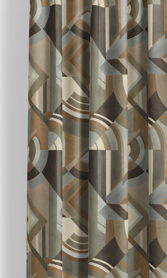 Modern Abstract Velvet Roman Shades (Mocha Brown/ Pewter Gray)